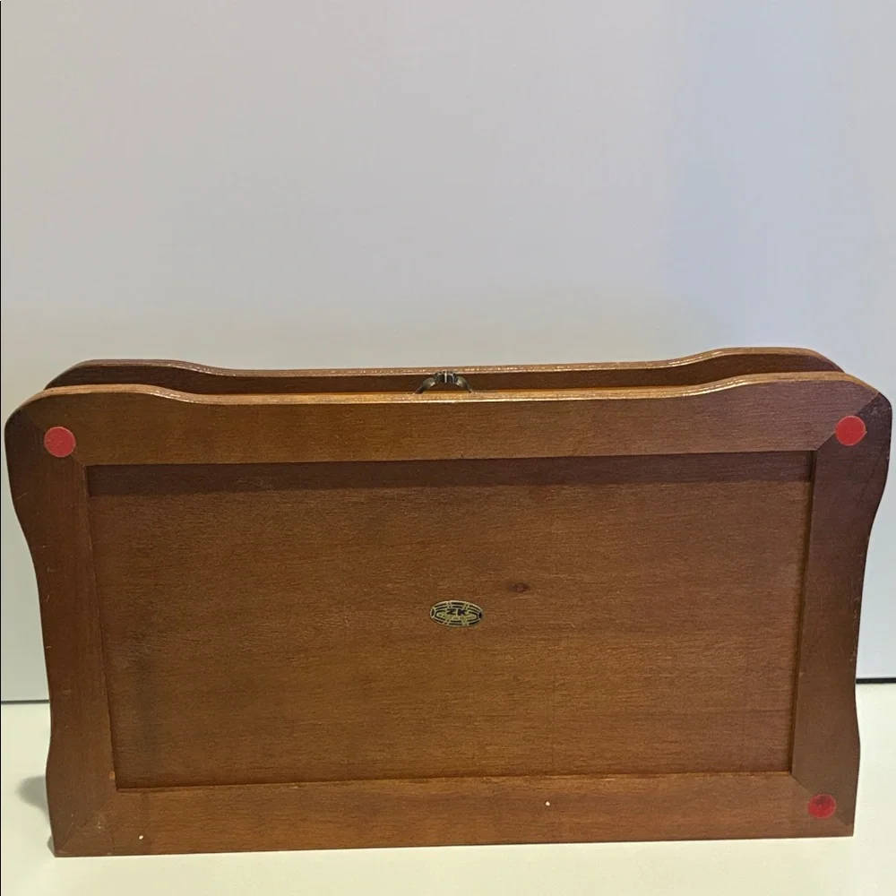 MCM Vintage Wood And Leather Two Tier Jewelry Box Velvet Lined